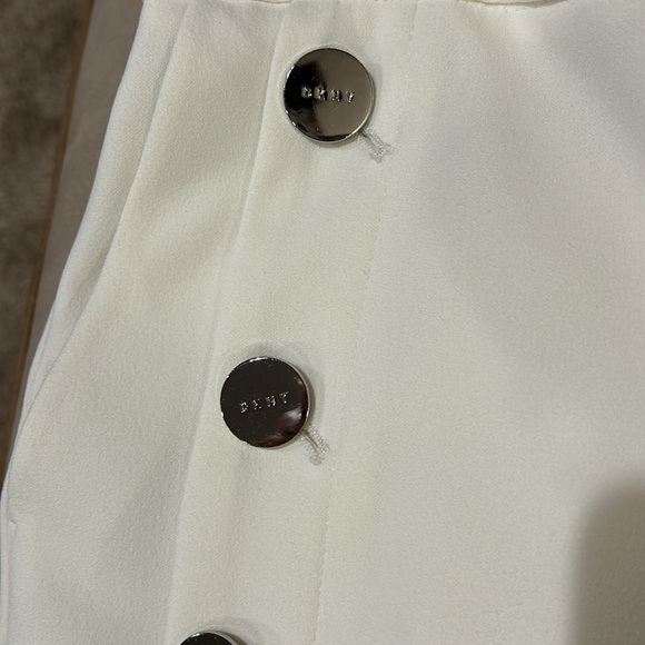 DKNY off white lined ankle length wide leg pant size 8 - Picture 6 of 9